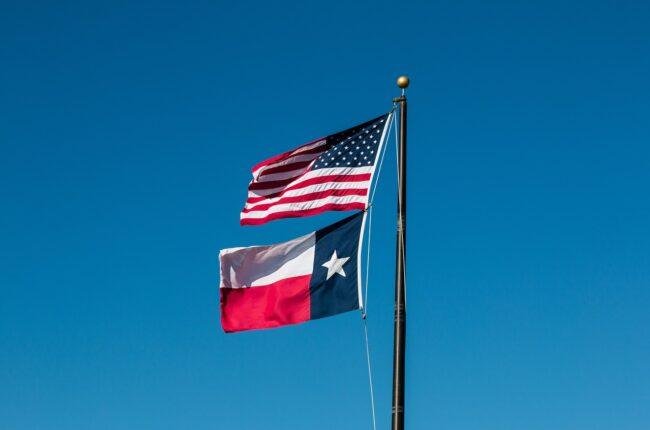 Texas flag flying in Plano